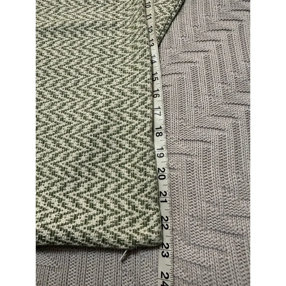 Crate and Barrel green chevron accent pillow cases set of 2
